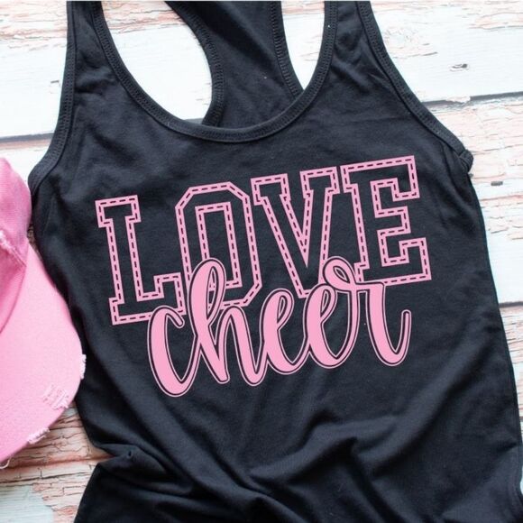 CUSTOM Made Love Cheer Racerback Tank Top Next Level N1533 - Picture 1 of 2